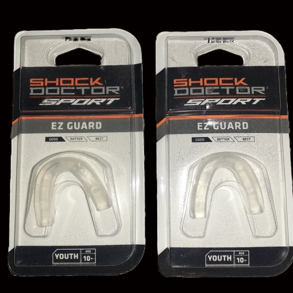 NEW! X2 SHOCK DOCTOR SPORT EZ GUARD MOUTH GUARDS LATEX FREE YOUTH AGE 10-